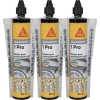 Lot de 3 résines de scellement chimique rapide SIKA Anchorfix-1 Evolution - Gris - 300ml