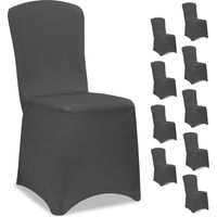 Detex® Chair Covers Stretch Slipcovers for High-Back Dining Chairs OEKO-TEX® Certified Washable & Reusable Ideal for Christmas, Weddings, Parties Anthracite