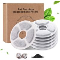 6 Filtres Fontaine Eau Chat, Fontaine à Chat Filtre à Eau Filtre de Rechange, Charbon Actif Filtre de Replacement pour Fontaines de Chat Flower 2-2.5L, Diamètre 12.5CM