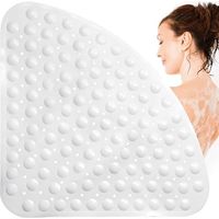 Tappetino doccia angolare smerlato in gomma con ventosa, antiscivolo - Bianco - 54 x 54 cm
