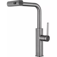 Rubinetto Cucina Estraibile Con Erogatore Girevole 2 Getti Acciaio Satinato 87257