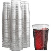 Set de 20 Verres en Plastique 20Cl Pailleté Argent, Réutilisable, Robuste, pour Fêtes et Cocktails