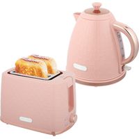 Set bouilloire et grille-pain, 1,7L 2200W bouilloire électrique avec arrêt automatique et grille-pain 2 tranches tiroir à miettes, Rose