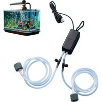 USB Aquarium Air Pump,Aquarium Adjustable Air Pump Twin Valve,Silent Oxygen Pump for Aquarium,Mini USB Ultra Silent Fish Tank Oxygen Air Pump with Air Stone and Double Silicone Tube