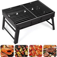 Barbecue Charbon de Bois, 520x295x222 mm, BBQ Grill Démontable Pliable Portable BBQ Charbon de Table en Acier pour PiqueNique, Voyage, Jardin, Camping