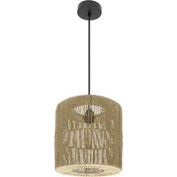 Lámpara colgante Fabriano Negro/Natural 1xE27 (50130xØ28x28cm)