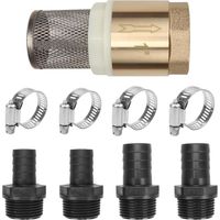 Rückschlagventil mit Edelstahlfilter, 1"-Rückschlagventil mit Schlauchanschluss, Schlauchschelle, Fußventil, Messing-Fußventil für Wasserpumpe, Gartenschlauch