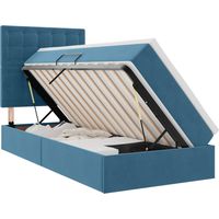 Cama con almacenamiento y colchón Azul Oscuro 100 x 200 cm vidaXL