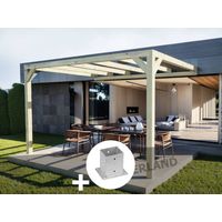 Pergola adossée en lamellé-collée Calais 400 x 400 cm + 2 supports poteaux - Mardeland