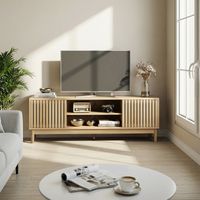 Meuble TV 140 cm hauteur Mid-Century chêne console TV 55/65 pouces salon design
