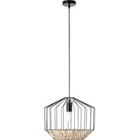 BRILLIANT Templo Pendelleuchte 37cm schwarz/natur Innenleuchten,Pendelleuchten 1x A60, E27, 40W, geeignet für Normallampen (nicht enthalten) In der Höhe einstellbar / Kabel kürzbar