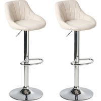 Set of 2 Bar Stools LUCCA Fabric Swivel Light Beige