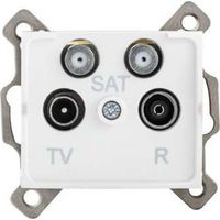 Prise TV-R-2xSAT – 4 sorties – Encastrée – ABS blanc – 64x69mm