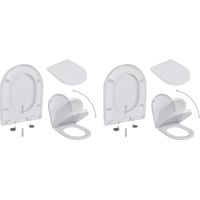 Lot de 2 Sièges WC avec frein de chute Style Contemporain - Lunette de Toilette - Plastique Blanc Chic-192159