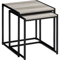 Brooklyn Nest of Table Set of 2 Coffee Side End Unit Wood Living Room Furniture, Grey