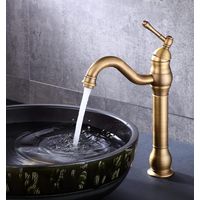 Hoher Badezimmer-Wasserhahn Antik-Messing Einhebel-Einhand-Waschtischarmatur 360 drehbare Waschtisch-Mischbatterie für Badezimmer