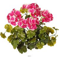 Geranium artificiel en piquet H 38 cm 6 tetes plastique anti UV exterieur Rose soutenu - couleur: Rose soutenu