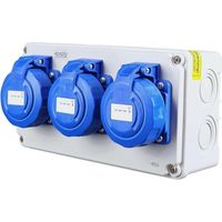 Coffret de Chantier Extérieur IP67 avec 3 Prises 230V 16A, Bloc de Prises Étanche Précâblé pour Jardin, Atelier et Bricolage