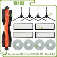 Pièces détachées pour aspirateur robot Xiaomi S20+ Plus B108GL/ S10+ Plus B105 : brosse latérale rotative, filtre HEPA, chiffon de nettoyage et accessoires.