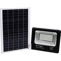 Foco LED V-TAC con control remoto, panel solar de 50 W, LiFePO4, temporizador, cable de 5 m, blanco natural, negro, IP65