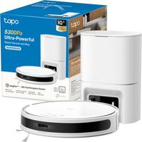 Tapo RV20 Max Plus Bianco Robot Aspirapolvere Lavapavimenti con Mappatura 5300Pa, Svuotamento Automatico Polvere 3L, Navigazione LiDAR MagSlim, Design Ultra Compatto 83mm, Controllo APP&Alexa&Google