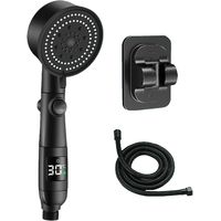 Ensemble de douche 1 pièce - avec affichage de la température - 5 réglages de douche - avec flexible et support