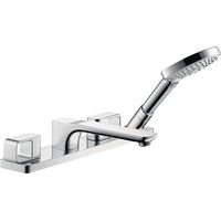 Robinet de baignoire à 4 trous AXOR URQUIOLA DN 15, avec plaque, nickel brossé