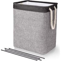 noir Gris Panier A Linge Pliable 65 L Avec Doublure Integree Organisateur De Rangement Avec Poignees Pour Vetements Et Jouets