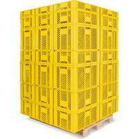 BRB 78 Stück Stapelkörbe/Bäckerkästen in 5 Größen, Grundmaß LxB 600x400 mm, H 90 mm, 150 mm, 240 mm, 320 mm, 410 mm (gelb)
