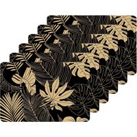 Lot de 6 sets de table motif feuillage avec encre métallique LYRA