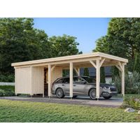 Garage en bois Karl 23,1 m2 avec abri extension Traité Translucide