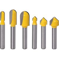 6pcs 6.35mm Queue Mèches de Routeur Bits,3PCS Routeur Bit de Fond Rond et 3pcs 90°Rainures en V de Nez Rond Outil de Coupe Pour Travail du Bois, Diamètre de Coupe 6.35mm,9.52mm, 12.7mm