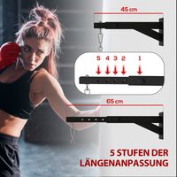 Sac de frappe Fixé au mur Porte-sac de frappe réglable pour sac de frappe Sac de sable en acier noir pour la remise en forme et l’entraînement
