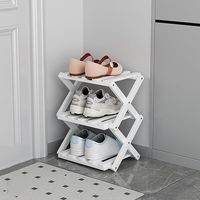 Range-chaussures vertical, Organiseur de plan de travail, Étagère de bureau, Design compact, Rangement pour comptoir de cuisine (Blanc, 3 niveaux)