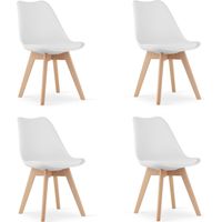 Valora RIKX Sillas blancas con cojín y patas de madera x4