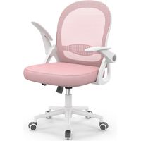 Chaise de Bureau - Rattantree Fauteuil de Bureau avec Soutien Lombaire - Chaise Ergonomique en Maille Respirante - Chaise Pivotante Accoudoirs et Hauteur Réglables pour Bureau à Domicile - Rose