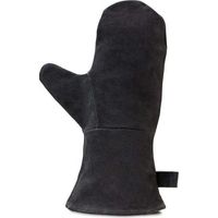 Gant pour cheminée avec Isolation Thermique, Gant en Cuir pour Four, Gant de Protection Ignifuge, Gant pour Barbecue, Gant en Cuir résistant à la Chaleur, Noir