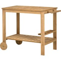 Carrello Portavivande da Giardino en Legno 2 Ripiani Portabottiglie 95x47x74 cm