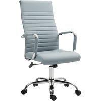 Silla de Escritorio Giratoria con Respaldo Alto Altura Ajustable Función Basculante y Reposabrazos Gris Claro