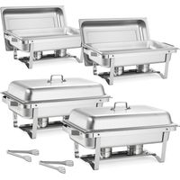 Mophorn Juego de Platos Rectangulares para Buffet 4 x 8,6 L, Calentador de Alimentos de Acero Inoxidable de Calidad Alimentaria, Ideal para Mantener la Comida Caliente en Bufés, Fiestas y Bodas