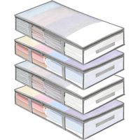 Un ensemble de 4 boîtes de rangement sous le lit, résistantes à l'humidité, peu encombrantes et faciles à nettoyer (grises).