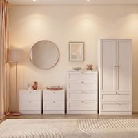 Altino 4 Piece Bedroom Set with 2 Drawer Bedside, Set of 2, 4 Drawer Chest, 2 Door 2 Drawer Wardrobe, White