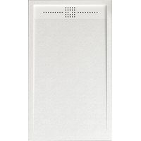 Mineralguss-Duschwanne extra flach ORION Schieferoptik Weiss 80x200 cm Auslaufschutz in Farbe