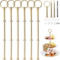 Cake Stand - Zinc Alloy Tiered Stand Posts - For Cakes Cupcakes Macarons Donuts Muffins Fruit - Gold - 6 Pieces