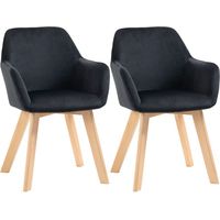 Esszimmerstühle, 2er-Set, modernes Design, Samtoptik, Kautschukbaumholz, 54x57x80 cm, Schwarz