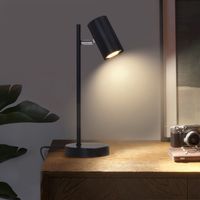 Lámpara de noche -GBLY Lámpara de mesa negra - Giratoria 350° GU10 Lámpara de mesa Mesita de noche Luz nocturna Lámpara de escritorio de metal Lámpara de lectura con sala de estar Oficina