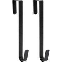 15" Wreath Hanger for Front Door Christmas Decoration Metal Over The Door Single Hook, Black(1)