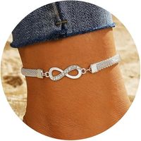 Bracelet de cheville argenté pour femme, bracelet de cheville tennis ajustable avec pendentif strass, bracelet de cheville papillon cœur diamant infini, bijou cadeau d'été pour la plage