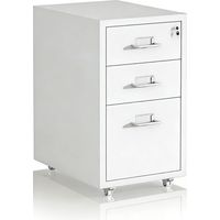 Mobile Metal Filing Cabinet, 3-Drawer Locking Rolling