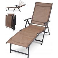 Klappbare Gartenliege, verstellbare Strandliege, leichtes Aluminium, braun